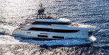 Luxury yacht Navetta 33 during speed in the ocean