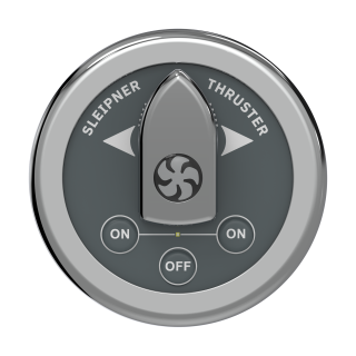 Product image of boat switch thruster control panel, round grey design