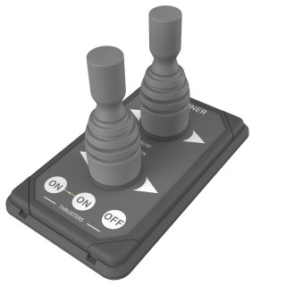 Dual thruster joystick panel, grey w/adapter plate